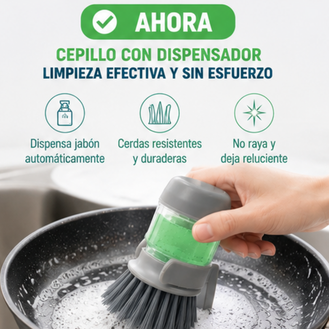 Cepillo Dispensador de Detergente para Platos | Lavá más rápido y limpio - Con Envío Gratis ✅ 💧