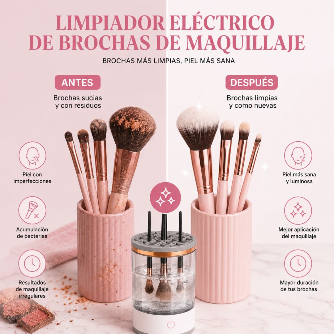 BrushWash™ - Limpiador Eléctrico de Brochas de Maquillaje