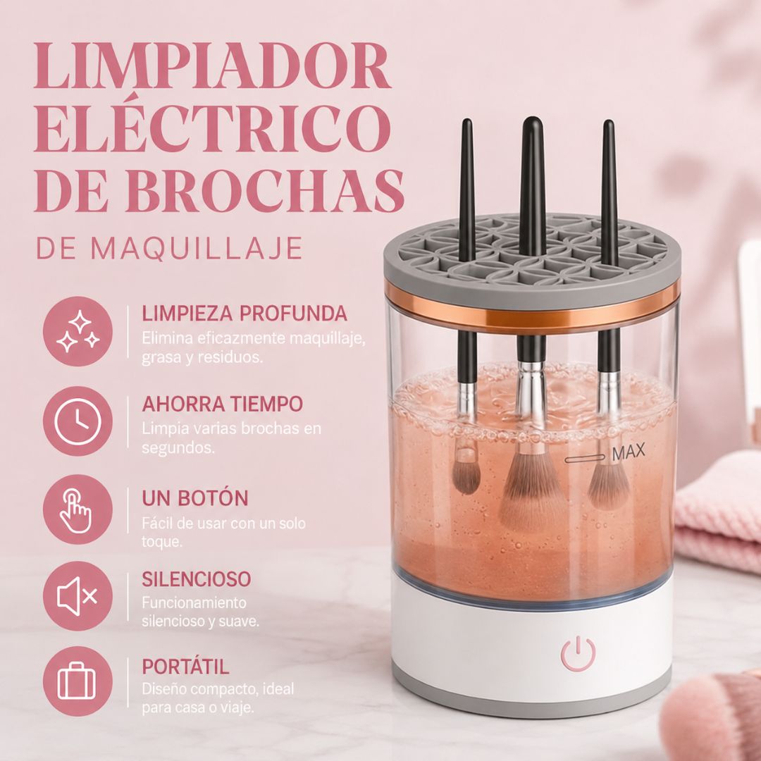 BrushWash™ - Limpiador Eléctrico de Brochas de Maquillaje